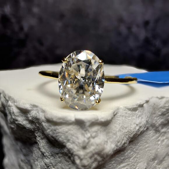 Other Jewelry - Size 8 1.5 CTW Oval Moissanite Solitaire Ring in Gold Plated Sterling Silver